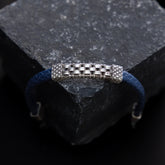 Checks Leather Silver Bracelet